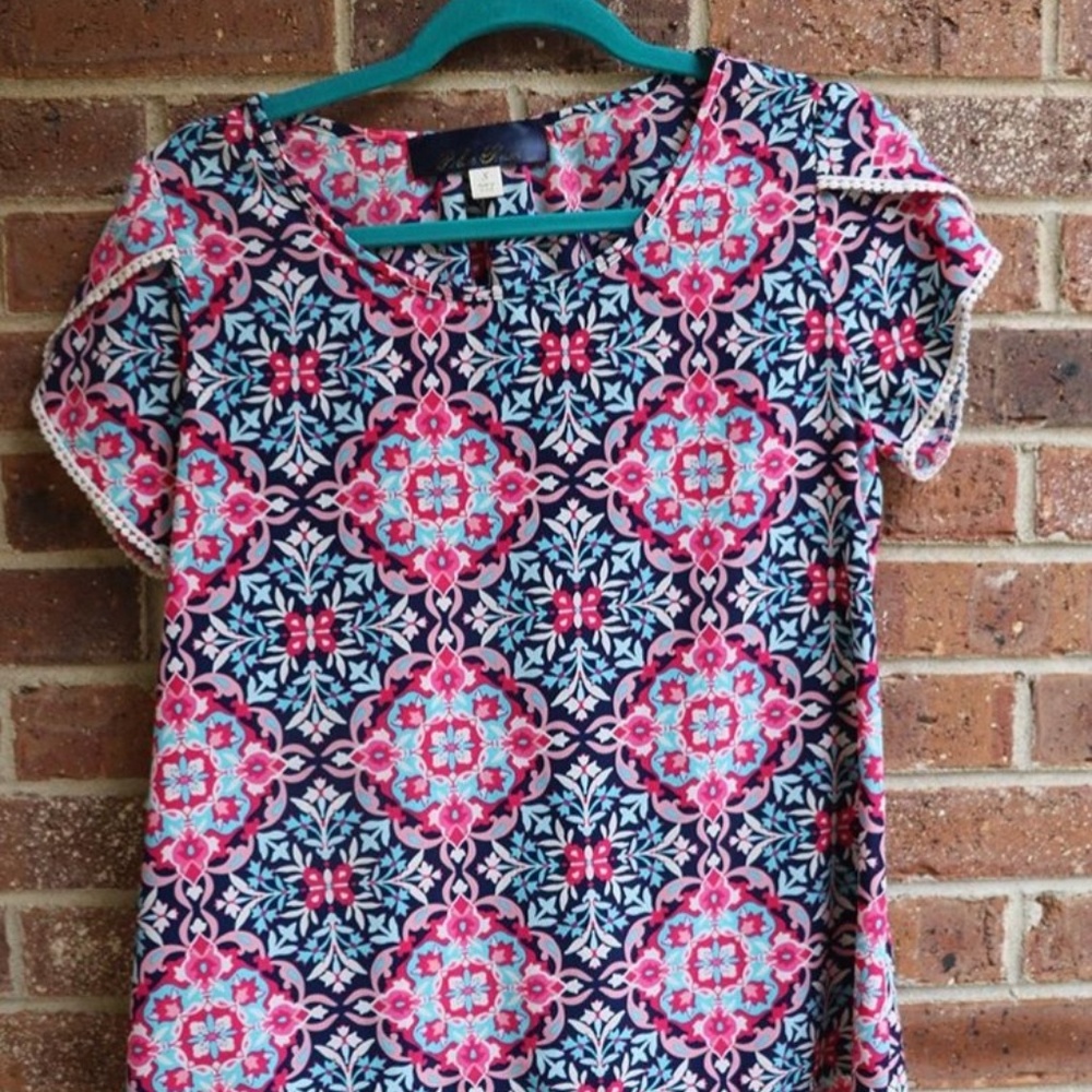 Blue and Pink Boutique Blouse